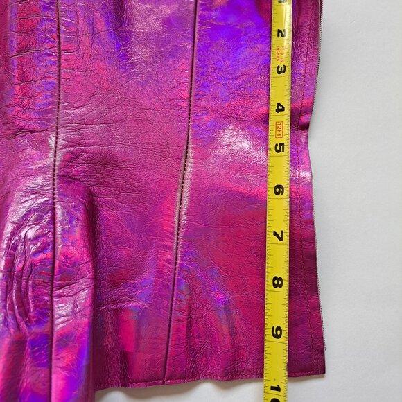 Plein Sud neon hot pink metallic genuine leather corset top Size 38 / XS - Picture 10 of 16